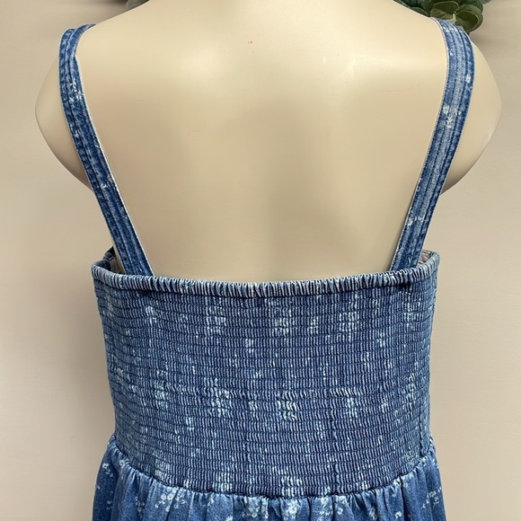 American Eagle Corset Fit and Flare Floral Print Sleeveless Denim Mini Dress XL - Picture 7 of 16